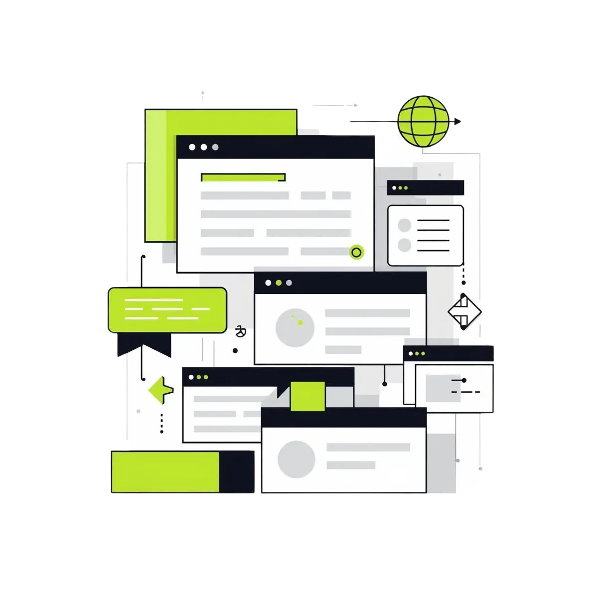 A graphic representing the process of structuring content for featured snippets, with organized content blocks leading to higher rankings and visibility.