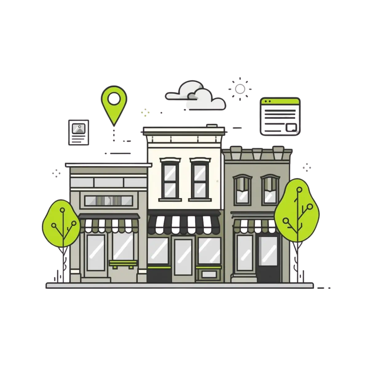 Illustration of a Local Business to help achieve SEO content at scale and attract more local customers.